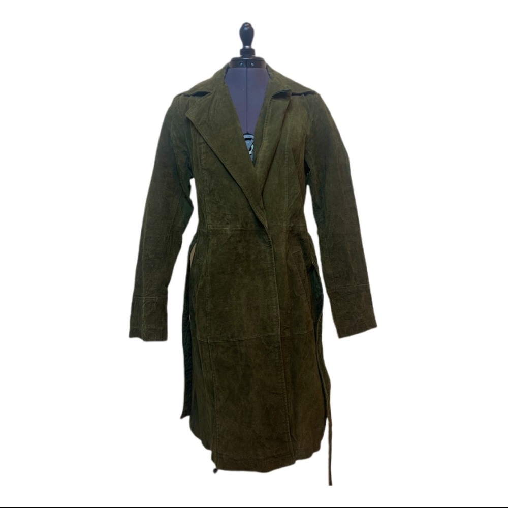 Faux Suede Trench Coat